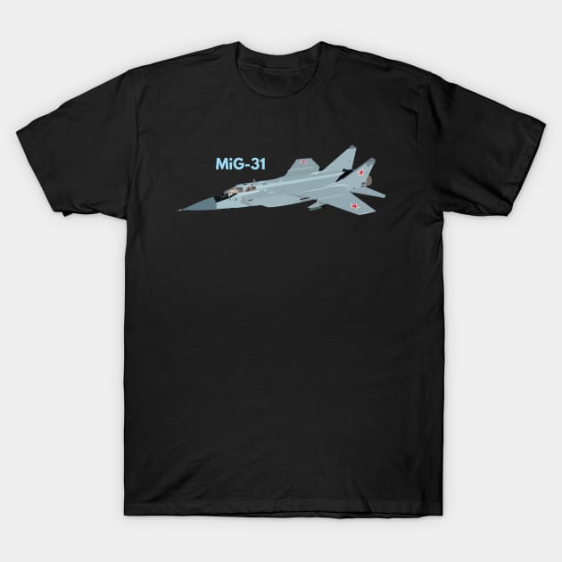 MiG-31 Russian Soviet Interceptor Aircraft T-Shirt by NorseTech